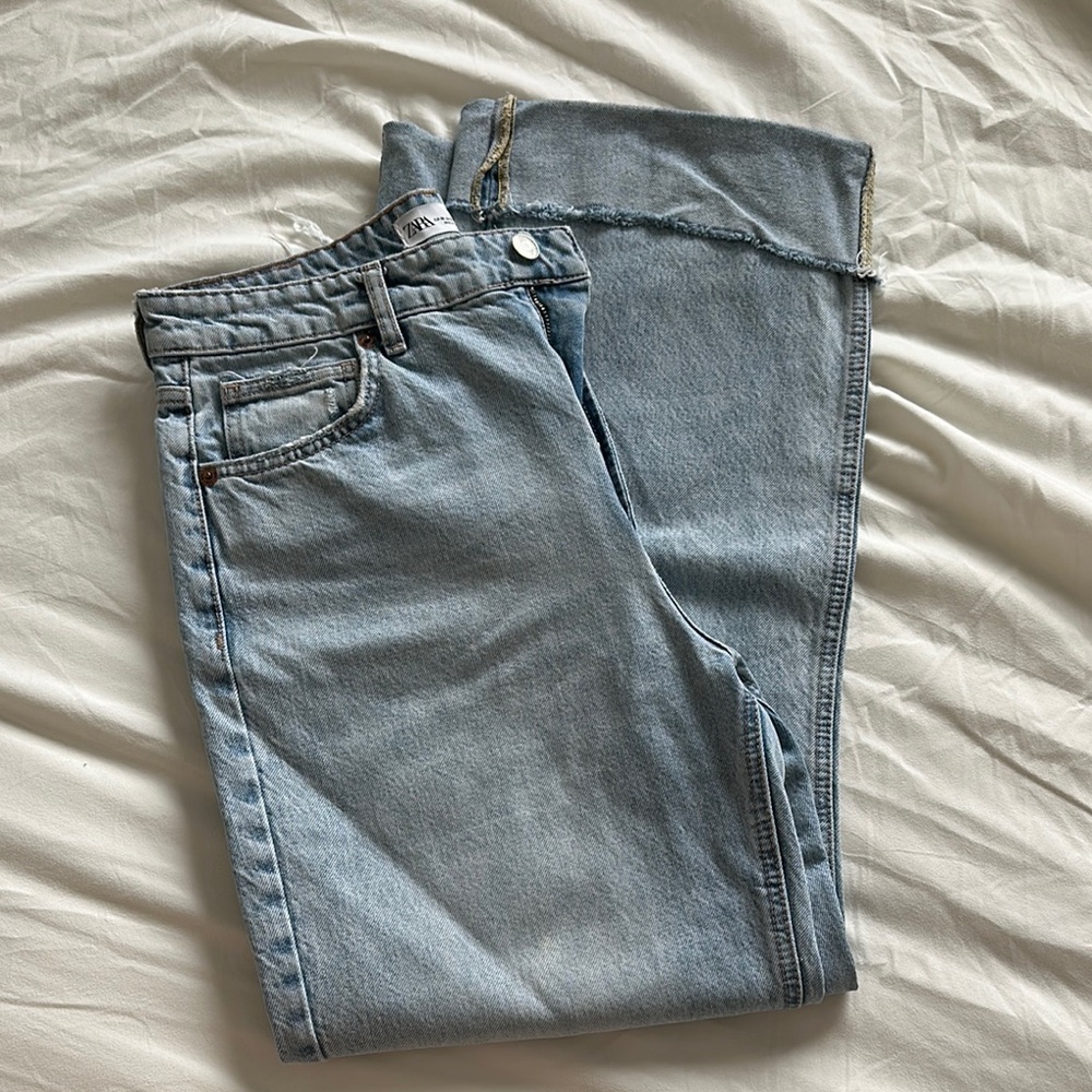 Zara Faded Blue Baggy Denim Jeans